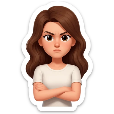 brown hair woman arms crossed and angry sticker