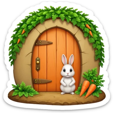 Rabbit burrow with carrot door sticker