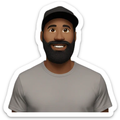 man face brown beard black black stl baseball hat sticker