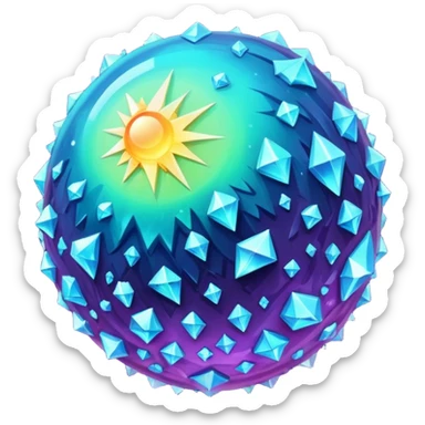 planet, surface covered in glowing crystals  sticker
