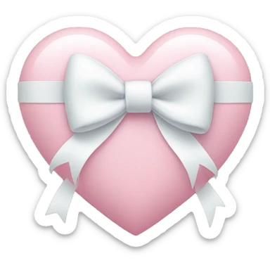 Pastel pink heart with white bow sticker