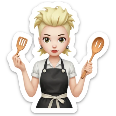 Punk girl wearing an apron cooking ￼ sticker