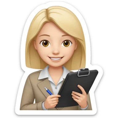 a survey research interviewer asking questions and recording data sticker