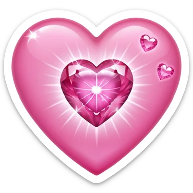 heart with sakura and a sparkling pink gem sticker