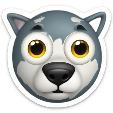 3d sphere with a cartoon Wolf skin texture with big childish eyes sticker