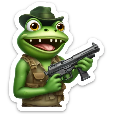 Frog with gun sticker