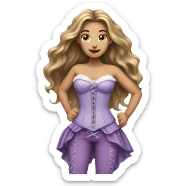 Girl with long hair and light purple corset sticker