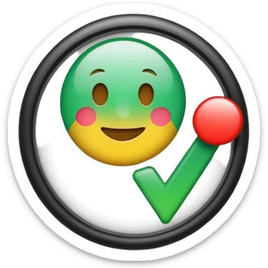 Add a bold green checkmark icon on the emoji and clearly display the word 'Checking on it' across the center in large, white, modern font. Clean background, soft shadow, vibrant colors, minimal and professional design. sticker