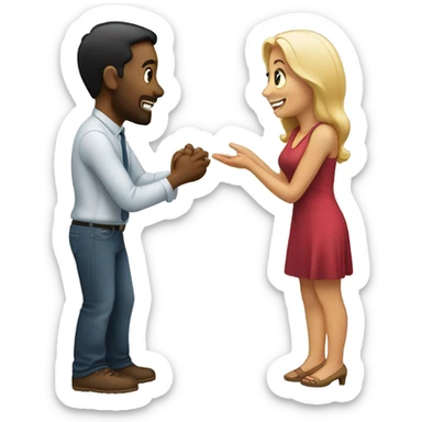 Woman proposing to man sticker