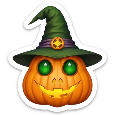 toad wearing a jack o lantern face with a hat sticker