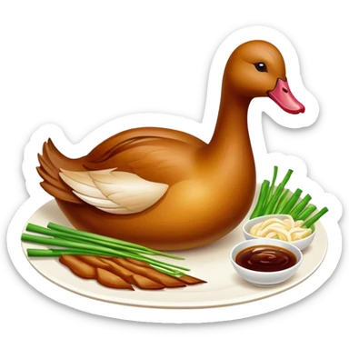 Peking duck, crispy golden skin, Chinese cuisine, emoji style sticker