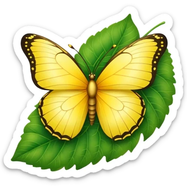 yellow butterfly on leaf sticker