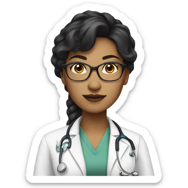 woman doctor light-skinned, black hair, with eyeglasses sticker
