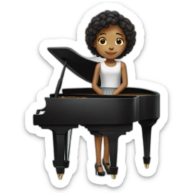 pianist girl with piano sticker