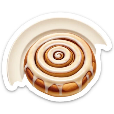 un cinnamon rolls posé sur une assiette sticker