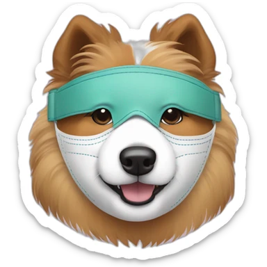 Shetland sheepdog wearing chirurgical mask sticker