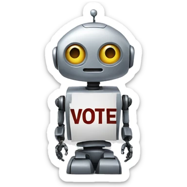 Robot with a Vote now text sticker