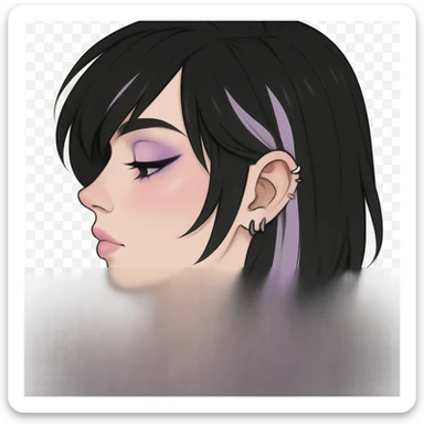 emo girl profile, pastel makeup, no background sticker