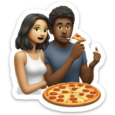Guy and a girl smoking and eating pizza  sticker