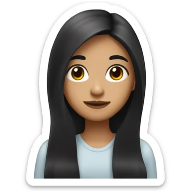 Girl with black long hair and brown eyes and light brown skin with a mole on her left side of her nose sticker