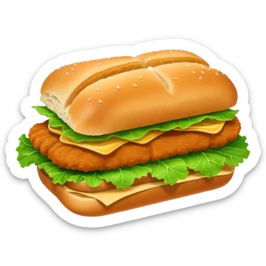 schnitzel sandwich: an oblong roll topped with a schnitzel, served on a lettuce leaf sticker