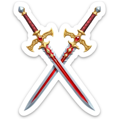 Two Golden royal swords with red gems sticker