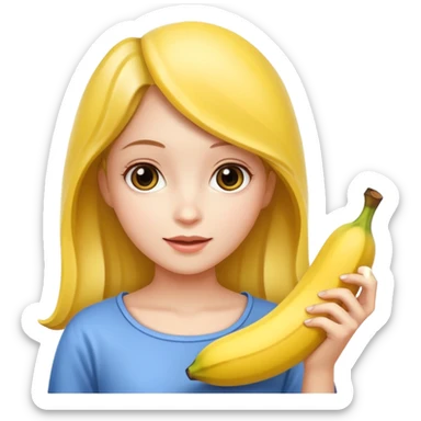 Una chica con plátano en la mano sticker
