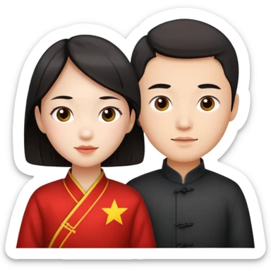 Chinese girl and chinese boy sticker