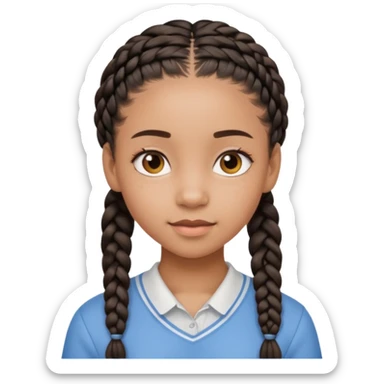 black cute young adult girl with classes and braids sticker