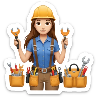 beautiful girl with long brown hair constructing new bedroom sticker