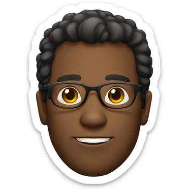 A man with Brazilian characteristics with cut hair, glasses and dark skin sticker