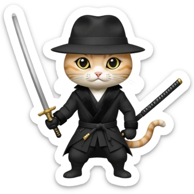 cat corleone mafia ninja assasin sticker