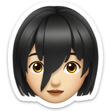 asian girl with black hair and bangs sticker