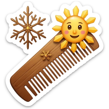 comb with a small sun and snowflake nearby sticker