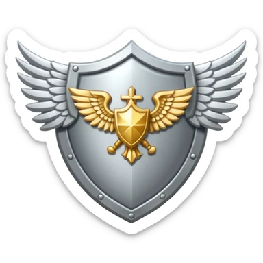 holy emblem with silver wings and shield in the middle sticker