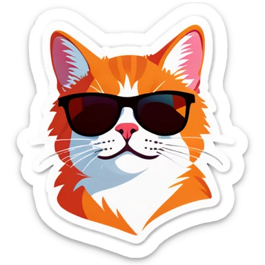 Cat with sunglasses sticker
