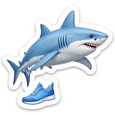 Shark with two legs with two blue trainers sticker