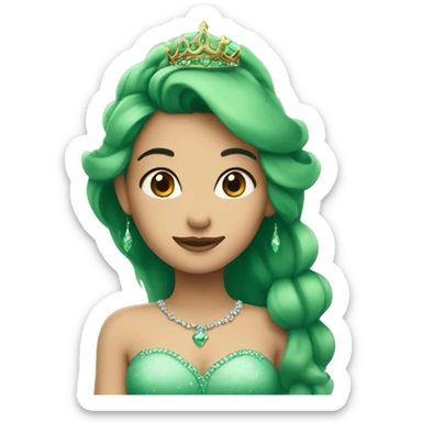 princess with green hair and a tiara  sticker