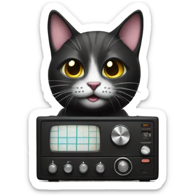 a blakck cat on the radio sticker