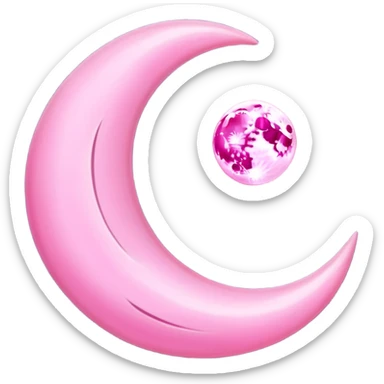 Pink crescent moon no face sticker
