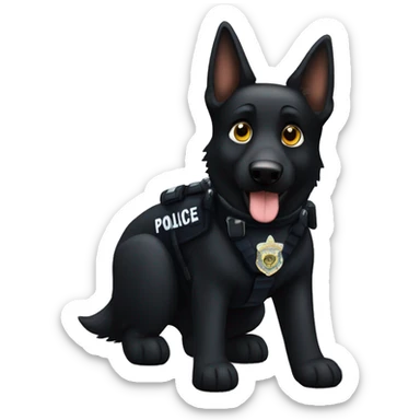Black German shepherd with police  sticker