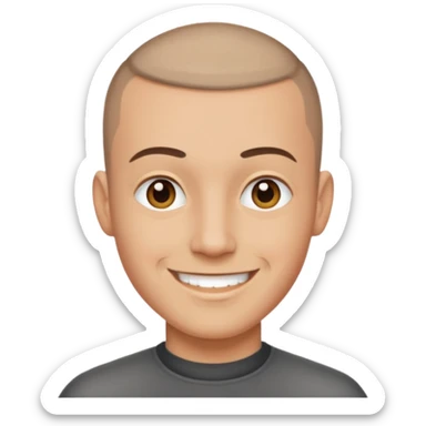 man with buzzcut sticker