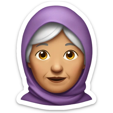 Grandmother with wrinkles in colorful babushka sticker