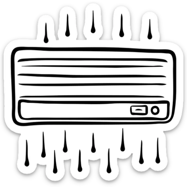 Hand-drawn air conditioner with temperature symbols sticker