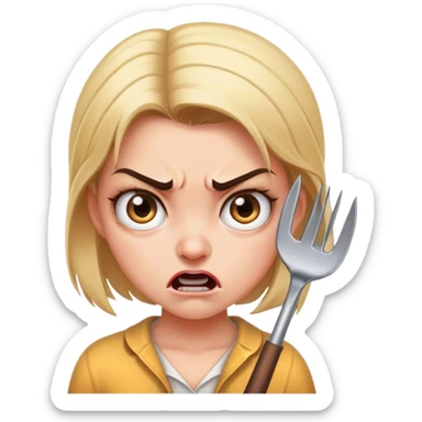 Angry girl with pitch fork sticker