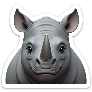 cinematic-noble-rhinoceros-portrait-emoji,-poised,-with-a-massive,-powerful-build-and-a-thick,-hide-of-slate-gray,-deep-set-soulful-piercing-eyes,-simplified-yet-sharp-and-sophisticated-features,-highly-detailed, with large black eyes, szoomed out showing houlders sticker
