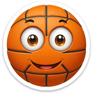 A basketball with a cute smiling face and big eyes sticker