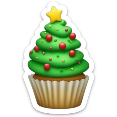 Happy Christmas tree cupcake sticker