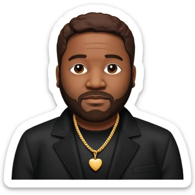 Gerald Levert with dark brown hair, black outfit sticker