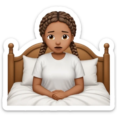 Black woman with braids in a big king size bed by herself crying sticker